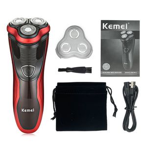 100% подлинный Kemei Rechargable Electric Shaver Washable Trimmer Barbeador Face Men Вращающаяся шарика для бритья Грумер Beard 3D Electric Razor