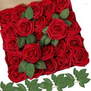 Dekoratif Çiçekler Yapay Çiçek Gül 25 PCS DIY Düğün Centerpieces için Gerçek Görünümlü Sahte Güller Düzenlemeleri Parti Bebek Duş Ev