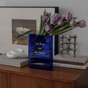Плантеры горшки, атаката, акриловая ваза Klein Blue Book Прозрачная современная украшение домашнее стол цветок свадебный гидропонный завод S 230330