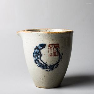 Fincan tabakları zen el boyalı seramik fincan fincan Çin mavi çay kupaları vintage deniz yuvarlak döngüsü çay fincanı çaylak töreni kap