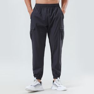 Ll erkekler jogger uzun pantolon spor yoga kıyafeti bisiklet bisiklet sürme spor salonu cepleri eşofmanlar pantolonlar erkekler rahat elastik bel fitness ll748