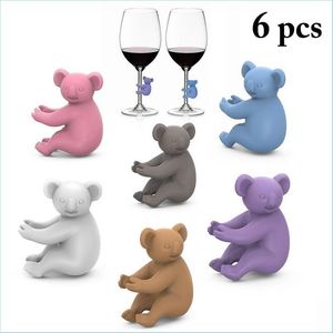 Bar Tools Koala Cup Recognizer Wine Glass Sile Identifier Tags Party Dedicated Tag 6Pcs  Set Drop Delivery Home Garden Kitchen Dinin Dhwma