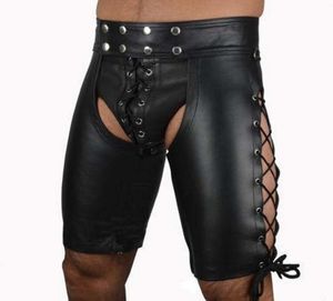 Мужские джинсы Черная искусственная кожаная луна мужская сексуальное белье -кошачья одежда мужская эротическая фетиш -ношение брюки xl XXL плюс размер 230330