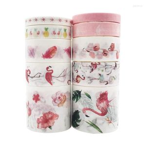Подарочная упаковка 10 рулонов ленточные ленты наборы фламинго ручной учетной записи дневник декор наклейки для вырезки