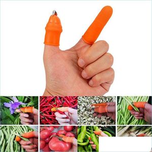 Other Garden Supplies Sile Thumb Knife Plant Fruit Vegetable Separator Picker With Flat / Curved Blade For Kitchen Accessories Drop Dhwlb