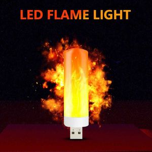 Ночные светильники USB Светодиодная атмосфера световой пламя мигает световой светильники