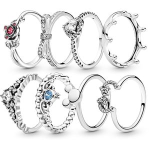 925 Gümüş Kadınlar Pandora Yüzüğü Orijinal Kalp Taç Moda Yüzük Heart Ring Prenses Gümüş Yüzük Taç Çift Nişan