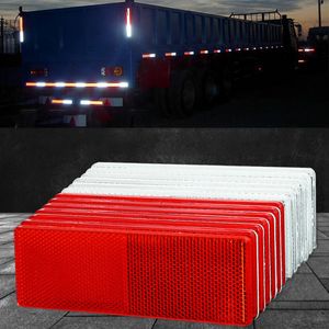 4/6/8pcs kamyon motosiklet yapıştırıcı dikdörtgen plastik yansıtıcı yansıtıcı uyarı plakası çıkartmaları güvenlik işareti kırmızı/beyaz çıkartmalar