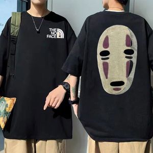 Erkekler tişörtleri Japon anime yok yüz adam grafik baskılı tshirts 90s unisex manga tiş