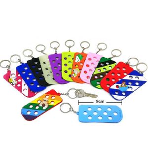 1pcs EVA Keychain with Holes DIY Key Chain for Croc Charms Croc Jeans Storage Key Board Soft Key Ring fit Clog Pins