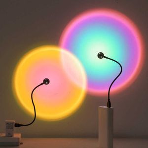 Night Lights USB Sunset Lamp Led Projector Night Light Rainbow Atmosphere Lights For Bedroom Decoration Photography Lighting Home Decor Light P230331