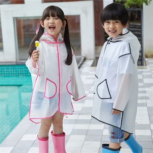 Raincoats Kids Raincoat Waterproof Rain Poncho Clear Transparent Children kindergarten school Student Rainsuit Protective Covers 230331