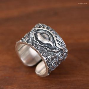 Cluster Rings Bocai S990 Foot Silver Retro Design Hammer Design Cross Border Thai Eye Version Men's Ring
