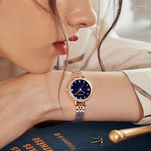 Armbanduhren K1 Sky Star Diamond Intarsed Watch Female Vielseitig Small Starry Blue Green QUARTZ