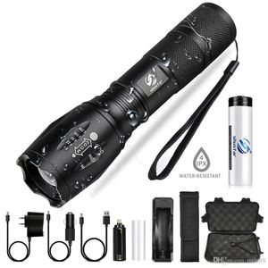 LED Flashlight Ultra Parlak Torç T6/L2/V6 Kamp Işık 5 Anahtar Modları 10000 LM Zoomable Bisiklet Işığı Kullanım 18650 Pil