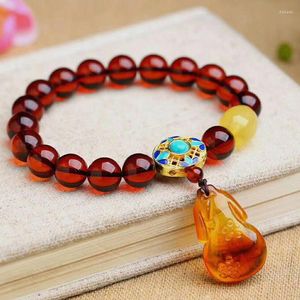 Strand Fine Blood Natural Crystal Bracelets круглые бусины с Cheongsam Pendant String String Lucky Beauty for Women Gift Jewelry