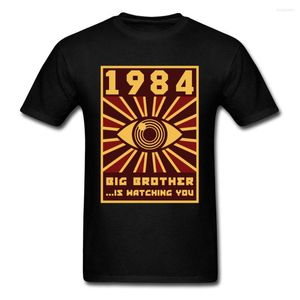 Erkek Tişörtleri 1984 Big Brother T-Shirt Erkekler Siyah Üstler Grafik Tshirt Horus Göz Giysileri Vintage Tees 80s Komik Hipster Sokak Giyim