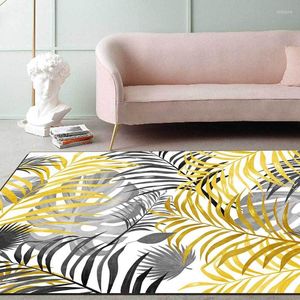 Ковры северный стиль гостиной большие коврики свежее желто-серое растение листья ковров