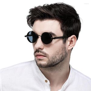Güneş Gözlüğü PC Işık Çerçeve Buhar Punk Stili Açık Moda Moda Erkekler Retro Yuvarlak Güneş Polarizatör Gözlükleri