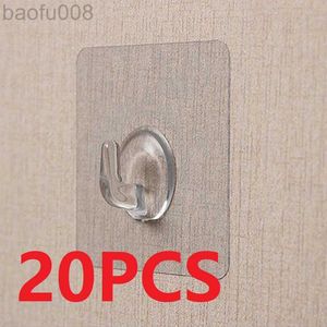 Robe Hooks Transparent Plastic Duty Wall Hook for Kitchen Bathroom Office No Trace No Scratch Waterproof Adhesive Hooks W0411