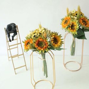 Dekoratif Çiçek Çelenkleri Üreticiler Sunflower Paketi Simülasyonu Tavsiye Çiçek İpek Düğün İhracatı Ev Dekorasyonu GF13396