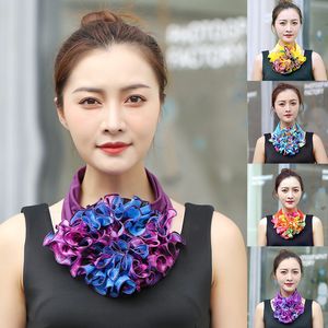 Kore Çiçek Şifon Boyun Koruma Yanlış Yaka Eşarp Yaz Kadınlar Buz İpek Elastik Çeşitli Eşarp Giyim Aksesuarları