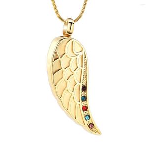 Anhänger Halsketten Inlay mehrfarbige Kristall Engelsflügel Feuerbestattung Halskette für Frauen Andenken Gedenkurne Schmuck