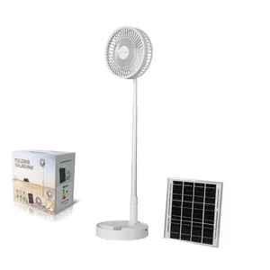 Umlight1688 Solar Fan 3 Gears USB Şarj Hava Soğutma Masası Yuvarlak Şarj Edilebilir Güneş Katlanır Kamp Fan