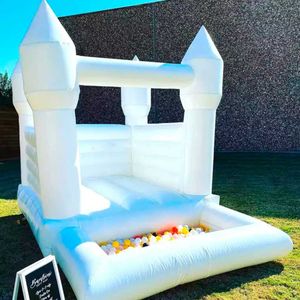 2x2,4 м белый свадебный надувный дом отскока с мячом детский мини -бодрый замок для вечеринки по случаю дня рождения Moonwalk Air Jumpers для продажи