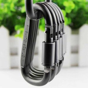 5 PCSCarabiners Type D Carabiner With Lock Professional Climbing Carabiner D Shape Mountaineering Buckle Hook Safety Lock Outdoor Survival Gear P230420