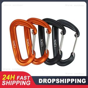 5 PCSCarabiners Outdoor D Shaped Carabiner 12KN Clasp Keyring Clip Heavy Duty Camping Kit Sports Rope Lock Buckle Water Cup Buckle Climbing Tool P230420