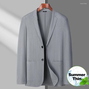 Erkek takımları yaz erkekler ince blazers ceket buz ipek nefes alabilen elastik iş gündelik takım elbise parti gelinlik artı 7xl 8xl