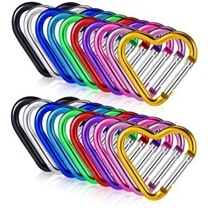 5 pcscarabiners 5pc kalp şekli anahtarlık klipsleri mini karabiner alüminyum dayanıklı hızlı serbest bırakma otomatik kilitleme yay yüklü klip açık gadget p230420