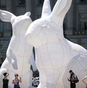 6m Dev 20ft Şişirilebilir Tavşan Easter Tavşan Modeli LED Işıkla Dünyanın dört bir yanındaki kamusal alanları istila ediyor