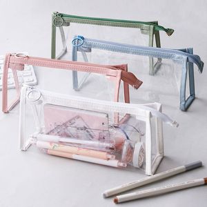 Pencil Cases PVC Transparent Case Kawaii Waterproof Bags for Students Stationery School Supplies Portable Pen Pouch Bag 230503