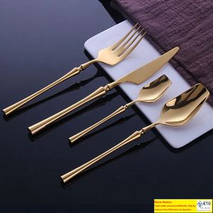 24 adet paslanmaz çelik sofra altın çatal bıçak takımı bıçak kaşık ve çatal seti yemek takımı Kore Gıda Çatal Mutfak