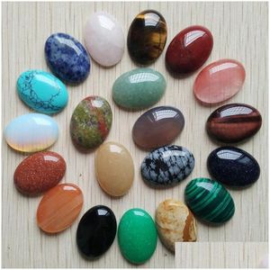 Stone Wholesale 18X25Mm Natural Mixed Oval Cab Cabochon Cystal Loose Beads For Jewelry Making Drop Delivery Dhr49