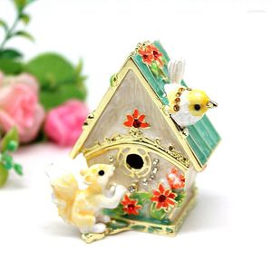 Mücevher Torbaları Sincap Kuş Evi Biblo Kutusu Menteli Emaye El Yüzlenmiş Klasik Hayvan Süsleri Zanaat Hediyesi