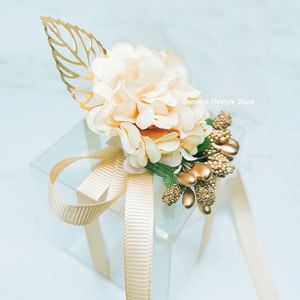 Hediye sargısı 20pcs lot kutusu çiçek şerit romantik şeffaf şeker kutuları parti doğum günü düğün iyilikleri konuklar için pvc ambalaj çantası 230504