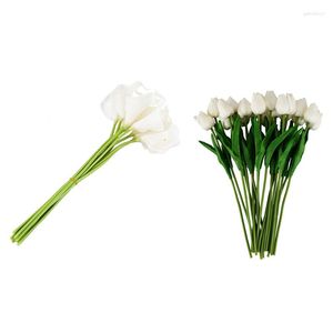 Dekoratif Çiçekler 30 PCS Lale Çiçek Calla Lily Lateks Düğün Dekor Kalitesi KC451 KC51