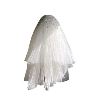 Gelin Düğün Headdress Kısa Tarz Çok Katmanlı Çok Katmanlı İnci Çivi Boncuk Headdress Headdress Süper Şeffaf Sıcak Satış Stili