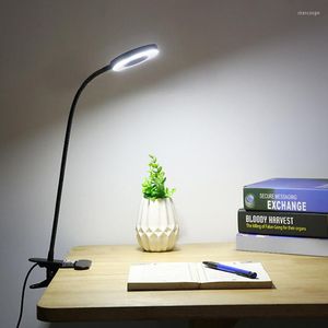 Настольные лампы USB Clip Desk Lamp Защитите глаза 360 Turn 3,5 дюйма 48 светодиодов 3 света 10 яркости безграничная замолчание 2M Длина кабеля m