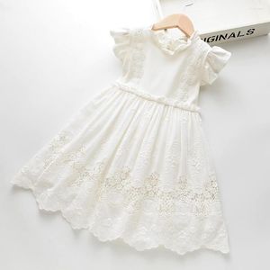 Kız elbise giyim yaz içi boş çiçek elbise bebek prenses daha az kollu ipekli benlik