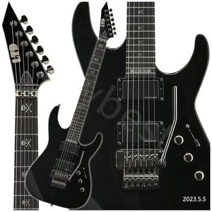 Lvybest Ltd KH 202 Kirk Hammett Sıkıntılı Black Ele Gitar Aktif Kopyala EMG Pikapları Black Floyd Rose Tremolo Kuyruk Yayını Kafatası Kemik Kakmı