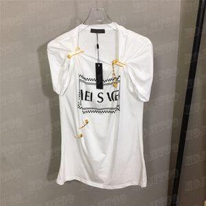 Письмовая печать нерегулярно Т -рубашки футболки Женщины дизайн металлических штифтов
