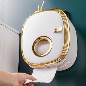 Toilet Paper Holders YCRAYS White Gold Wall Mounted Toilet Roll Tissue Paper Holder Box Double Shelf For Kitchen Storage Rack Bathroom Accessories 230504