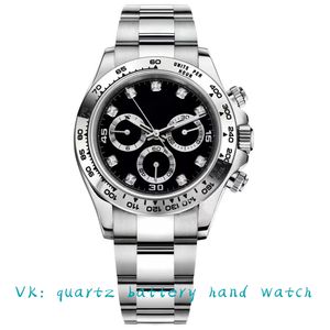 Мужские кварцевые часы VK с аккумулятором: часы-хронометр, дизайнерские часы 40 мм U1, черный циферблат, керамический модный классический светильник из нержавеющей стали, водонепроницаемые светящиеся сапфировые часы dhgate