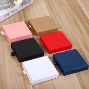 Jewelry Boxes 20Pcs Kraft Paper Drawer Jewelry Packaging Box 6 Colors 1.7 2cm Thin Earrings Ring Necklace Pendant Storage Boxes Case 230505
