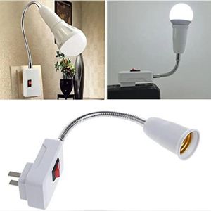 Practical White Lamp Holders E27 LED Light Socket To EU Plug Adapter Converter ON/OFF For Bulb Lamp