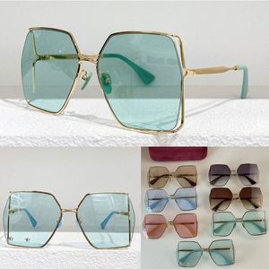 Moda Tasarımcısı Ladys Güneş Gözlüğü Kadınlar Büyük Boy Çerçevesiz Yeşil Kare İnce Güneş Gözlüğü Yaz Klasikleri UV400 Göz Koruma Gözlükleri 0817